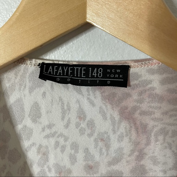 Lafayette 148 Pink Animal Print Wrap Tie BlouseSize SP - Picture 4 of 6
